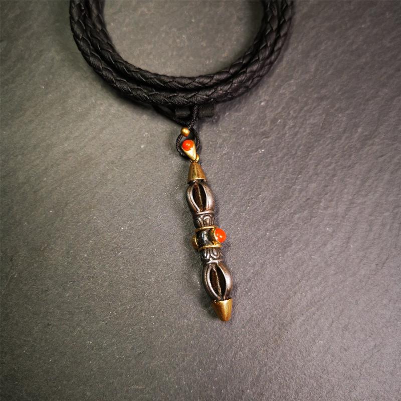 Five-pronged Vajra Necklace 1.96" - Tibetan Buddhist bead necklace, view 4
