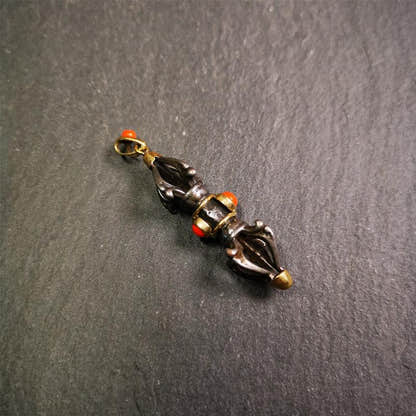 Five-pronged Vajra Necklace 1.77" - Tibetan Buddhist bead necklace, view 12