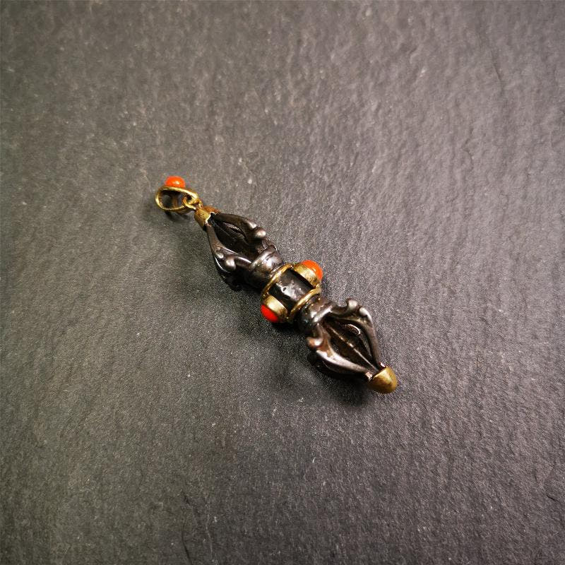 Five-pronged Vajra Necklace 1.77" - Tibetan Buddhist bead necklace, view 12