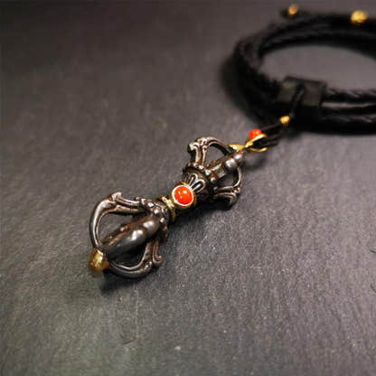 Five-pronged Vajra Necklace 2.0" - Tibetan Buddhist bead necklace, view 4