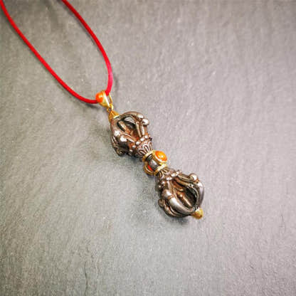 Five-pronged Vajra Necklace 2.0" - Tibetan Buddhist bead necklace, view 6
