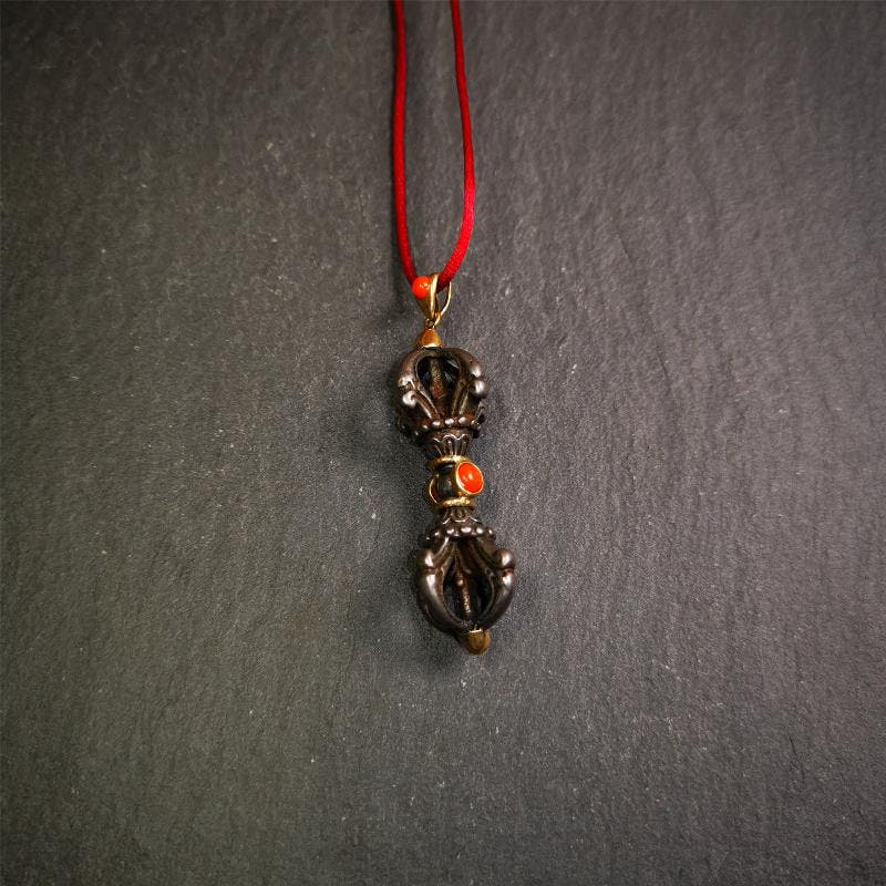 Five-pronged Vajra Necklace 2.0" - Tibetan Buddhist bead necklace, view 7