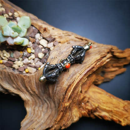 Five-pronged Vajra Necklace 2.0" - Tibetan Buddhist bead necklace, view 11