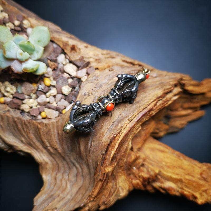 Five-pronged Vajra Necklace 2.0" - Tibetan Buddhist bead necklace, view 11