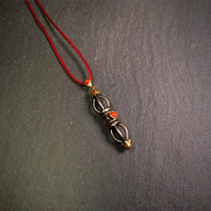Five-pronged Vajra Necklace 1.77" - Tibetan Buddhist bead necklace, view 5