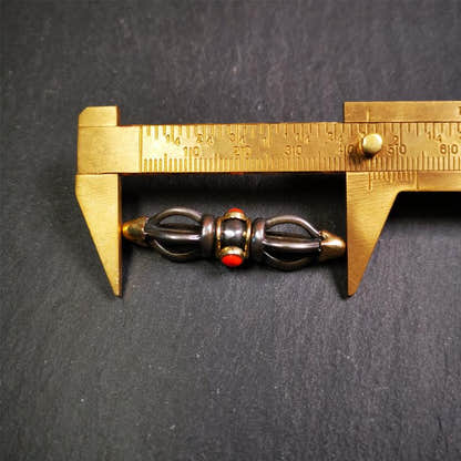 Five-pronged Vajra Necklace 1.77" - Tibetan Buddhist bead necklace, view 10