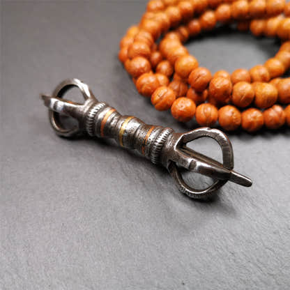 Five-Pronged Vajra 2.95" - Tibetan Buddhist vajra, close-up detail