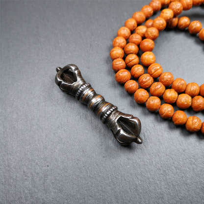 Five-Pronged Vajra 2.36" - Tibetan Buddhist vajra, front view