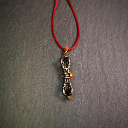 Five-pronged Vajra Necklace 1.77" - Tibetan Buddhist bead necklace, view 7