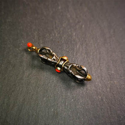 Five-pronged Vajra Necklace 1.77" - Tibetan Buddhist bead necklace, view 10