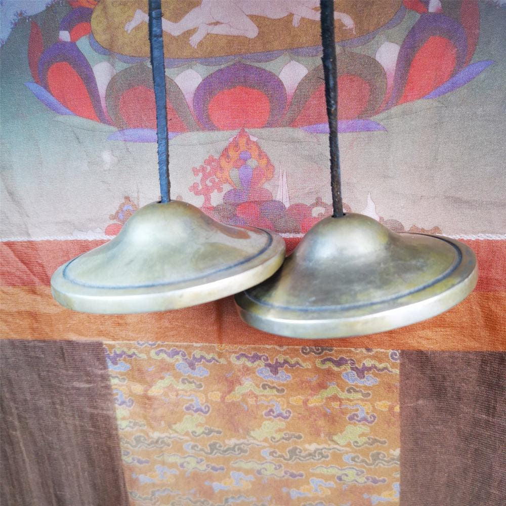 Bronze Tingsha Set - Plain - 3.27" - Tibetan Buddhist art, view 11