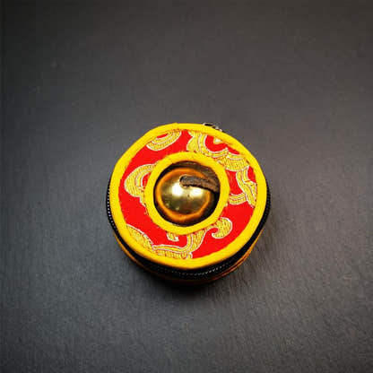 Brass Tingsha Set - Shiny Color - 2.6" - Tibetan Buddhist art, view 5