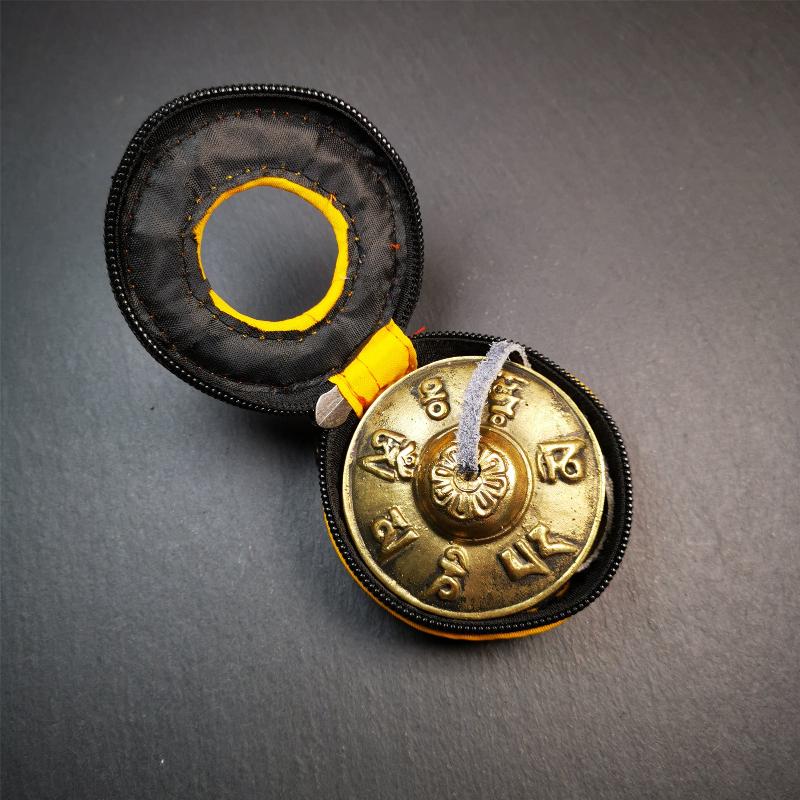 Brass Tingsha Set - OM Mantra - 2.6" - Tibetan Buddhist art, view 6