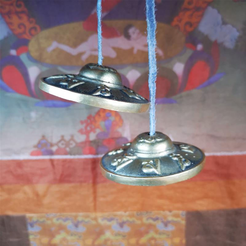 Brass Tingsha Set - OM Mantra - 2.6" - Tibetan Buddhist art, view 9