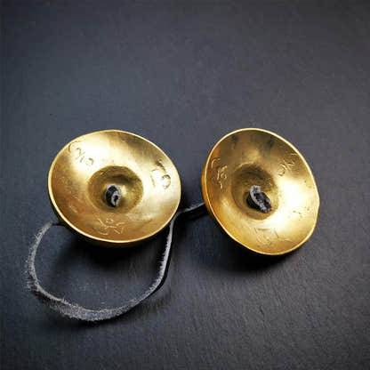 Brass Tingsha Set - OM Mantra - 2.6" - Tibetan Buddhist art, view 8