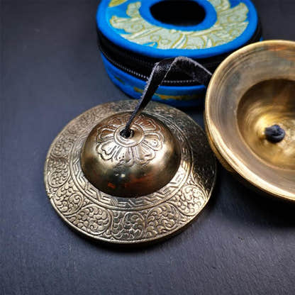 Bronze Tingsha Set - Cloud Pattern - 3.5" - Tibetan Buddhist art, view 5
