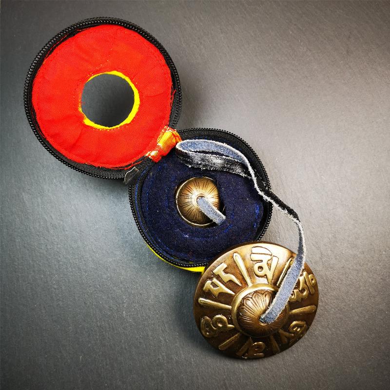 Bronze Tingsha Set - OM Mantra - 3.15" - Tibetan Buddhist art, view 12