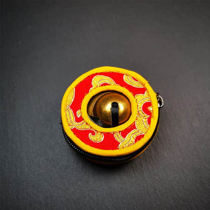 Brass Tingsha Set - 2.6" - Tibetan Buddhist art, close-up detail