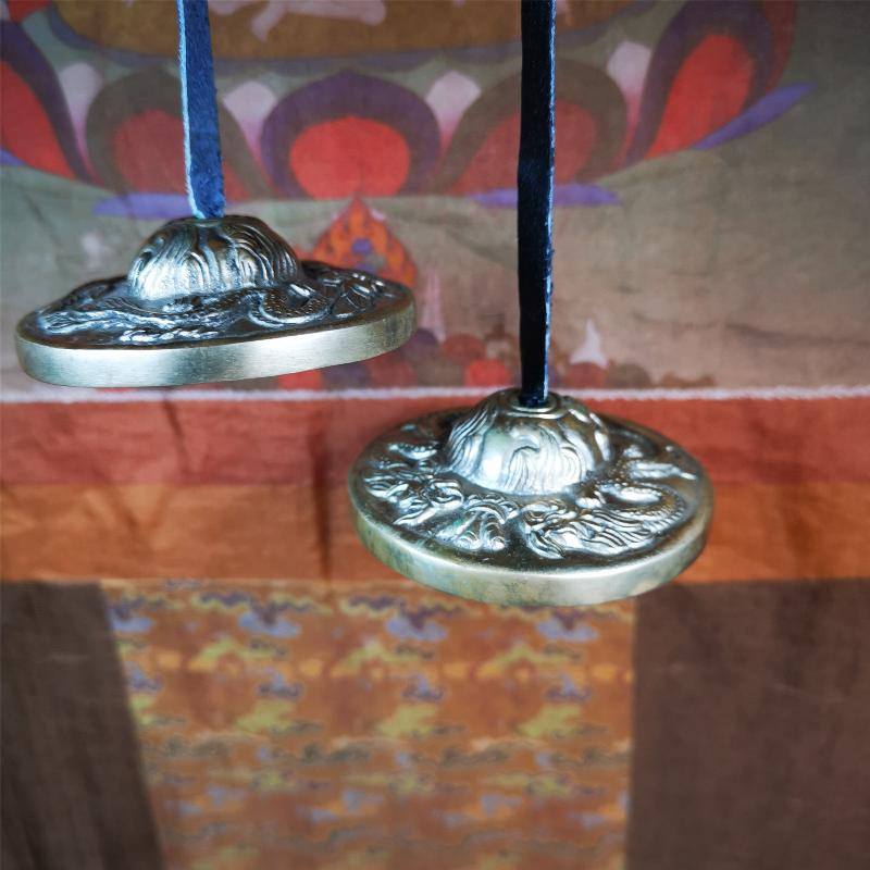 Bronze Tingsha Set - Dragon - 2.7" - Tibetan Buddhist art, view 9