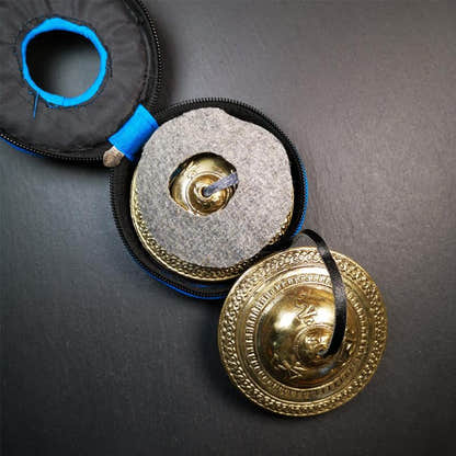 Bronze Tingsha Set - OM Mantra - 3.55" - Tibetan Buddhist art, view 9