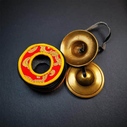Brass Tingsha Set - 2.6" - Tibetan Buddhist art, view 4