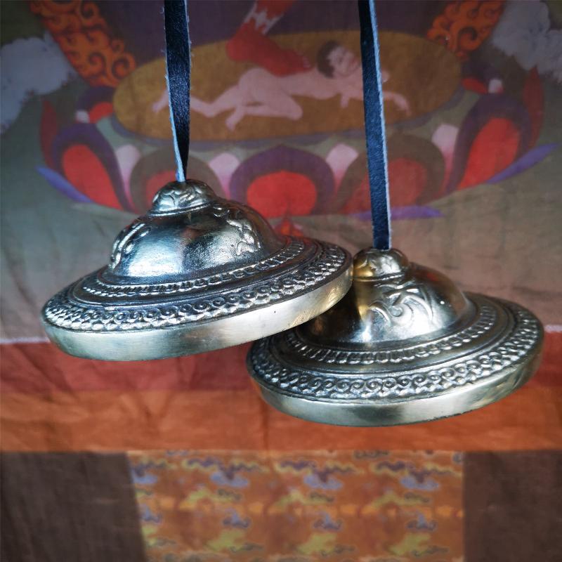 Bronze Tingsha Set - OM Mantra - 3.55" - Tibetan Buddhist art, view 10