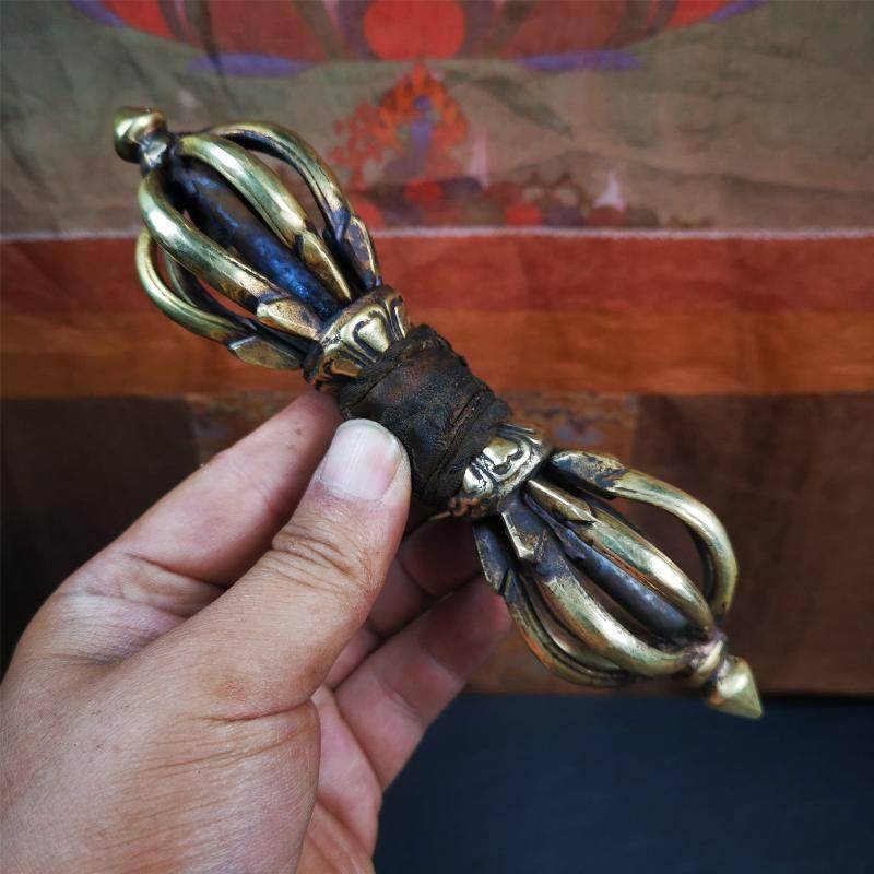 9 Pronged Vintage Vajra Dorje with Case - Tibetan Buddhist vajra, view 8