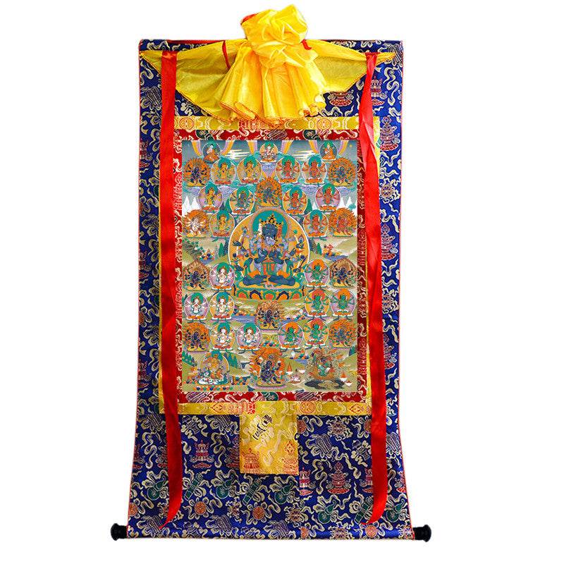 Guhyasamaja in Yab Yum - Tibetan thangka painting, view 4