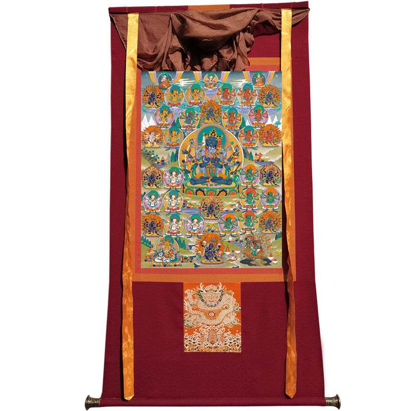 Guhyasamaja in Yab Yum - Tibetan thangka painting, view 7