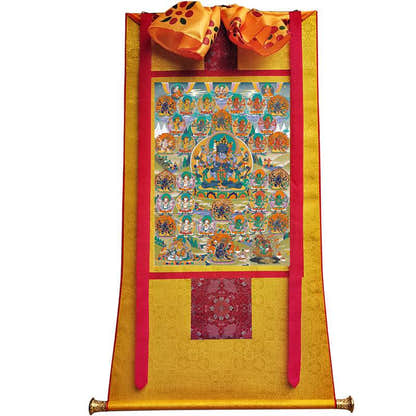 Guhyasamaja in Yab Yum - Tibetan thangka painting, view 6