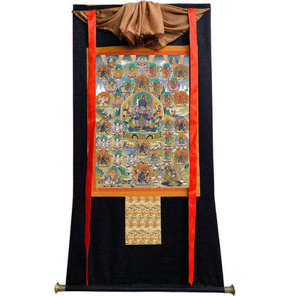 Guhyasamaja in Yab Yum - Tibetan thangka painting, view 8