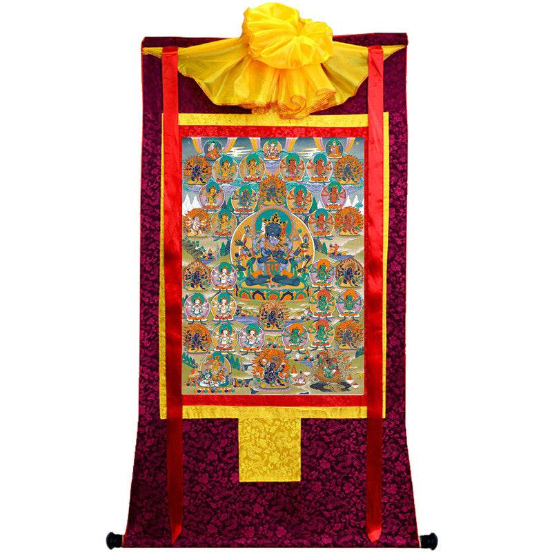 Guhyasamaja in Yab Yum - Tibetan thangka painting, view 5