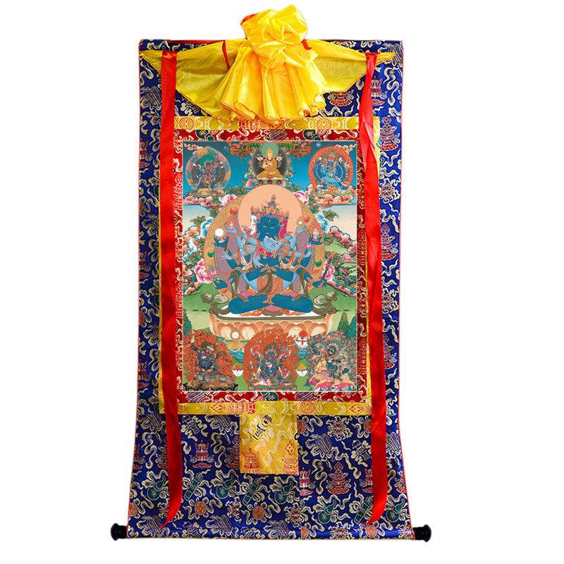 Guhyasamaja in Yab Yum - Tibetan thangka painting, view 4