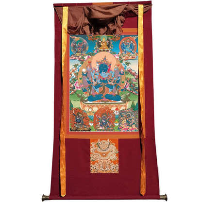 Guhyasamaja in Yab Yum - Tibetan thangka painting, view 7
