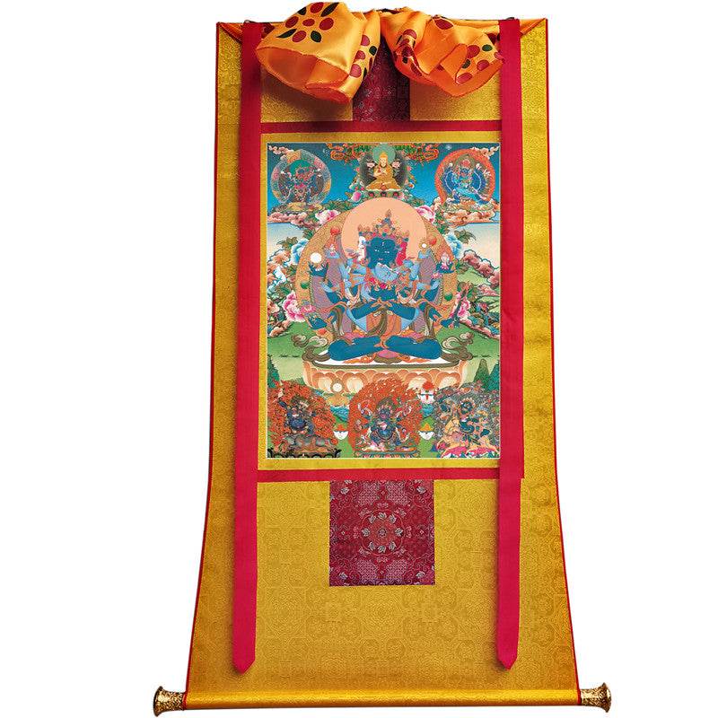 Guhyasamaja in Yab Yum - Tibetan thangka painting, view 6