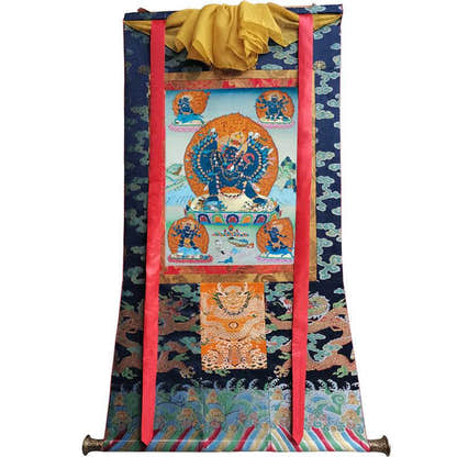 Yamantaka / Guhyasamaja Thangka Karma Kagyu - Tibetan thangka painting, size reference