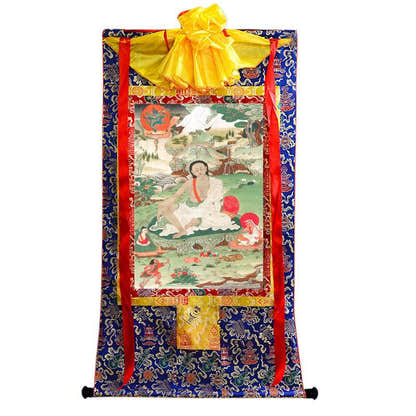 Jetsun Milarepa - Tibetan thangka painting, view 4