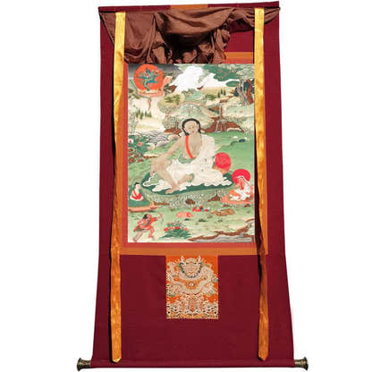 Jetsun Milarepa - Tibetan thangka painting, view 7