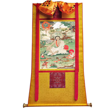 Jetsun Milarepa - Tibetan thangka painting, view 6