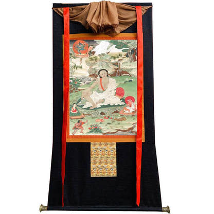 Jetsun Milarepa - Tibetan thangka painting, view 8