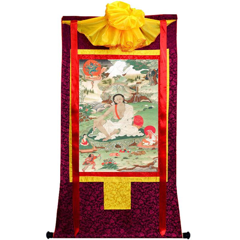 Jetsun Milarepa - Tibetan thangka painting, view 5