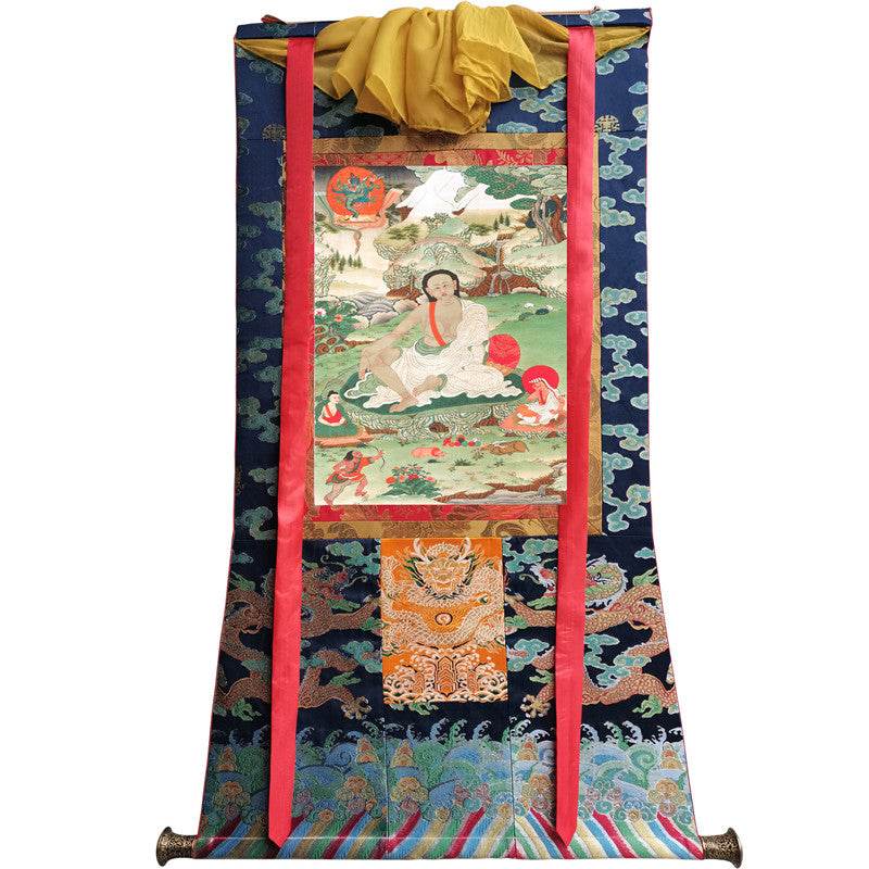 Jetsun Milarepa - Tibetan thangka painting, size reference