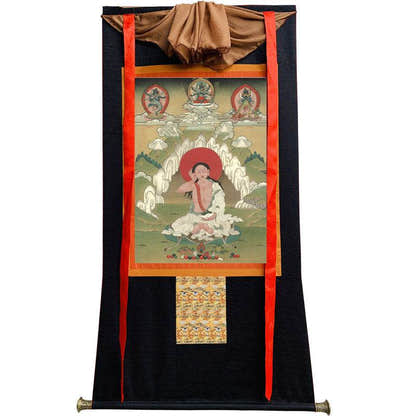 Jetsun Milarepa - Tibetan thangka painting, view 8