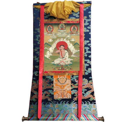 Jetsun Milarepa - Tibetan thangka painting, size reference