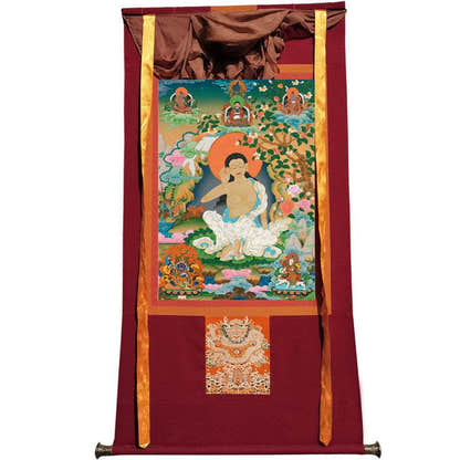 Jetsun Milarepa - Tibetan thangka painting, view 7