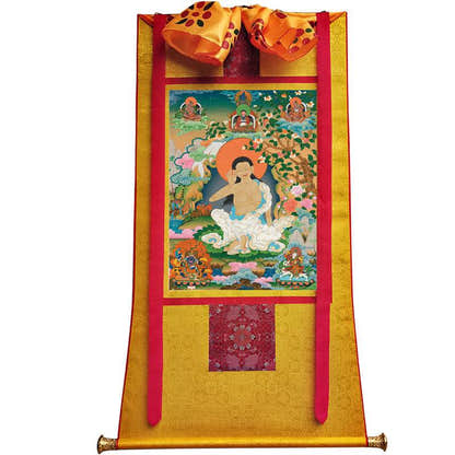 Jetsun Milarepa - Tibetan thangka painting, view 6