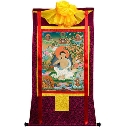 Jetsun Milarepa - Tibetan thangka painting, view 5