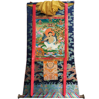 Jetsun Milarepa - Tibetan thangka painting, size reference