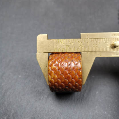 Bone Thumb Ring for Men 0.87" - Tibetan Buddhist art, size reference