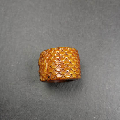Bone Thumb Ring for Men 0.87" - Tibetan Buddhist art, view 6